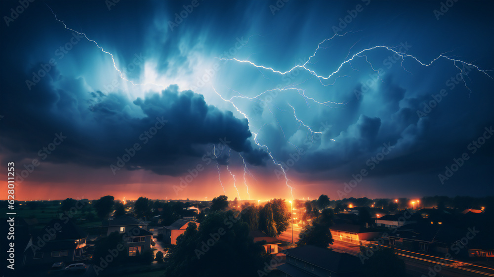 lightning over the city