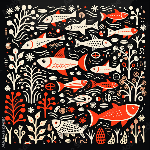 Fish Printmaking Style