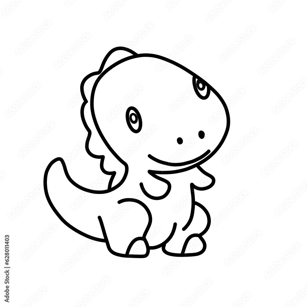 Obraz premium Cute Dinosaur Cartoon Outline for Coloring