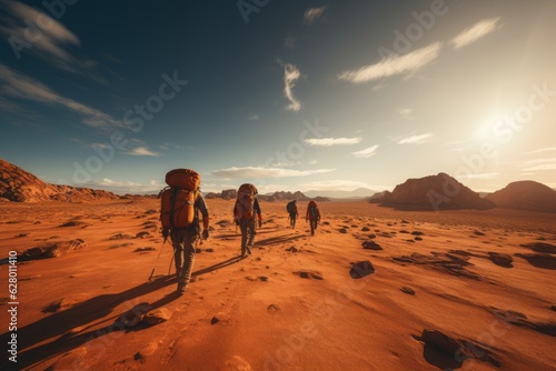 Group Of Adventurers Exploring A Vast Canyon  Generative AI