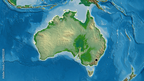 Shape of Australia. Outlined. Physical.