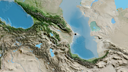Shape of Azerbaijan. Outlined. Satellite.