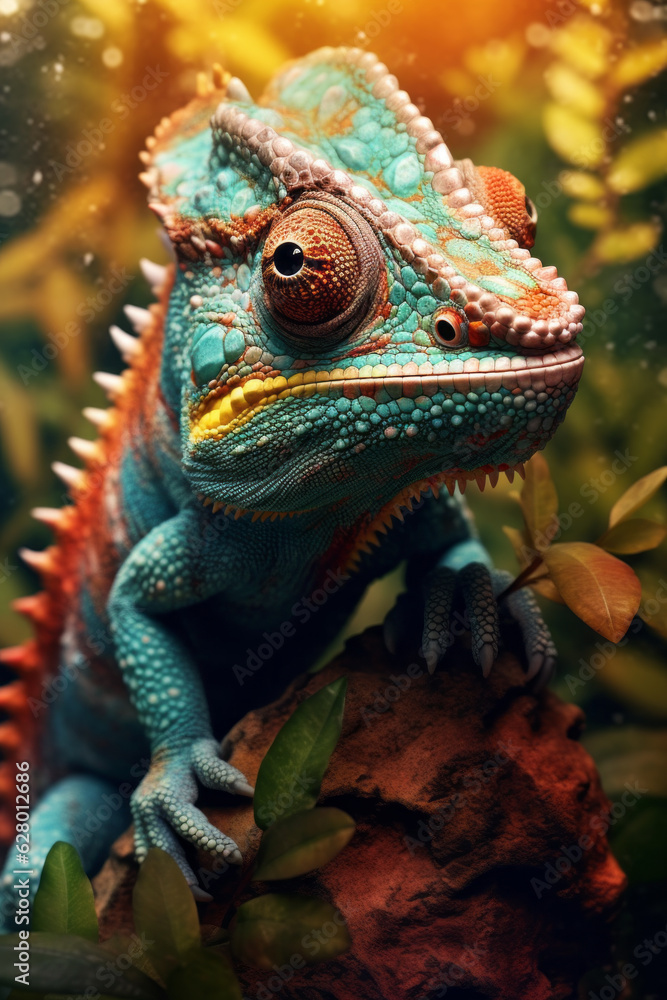 Close-up of a tropical chameleon. Generated by Ai Close-up of a tropical chameleon. Generated by Ai