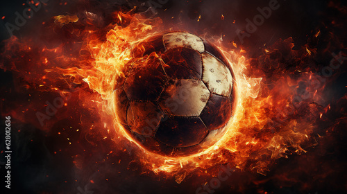 soccer ball attack with fire burst
