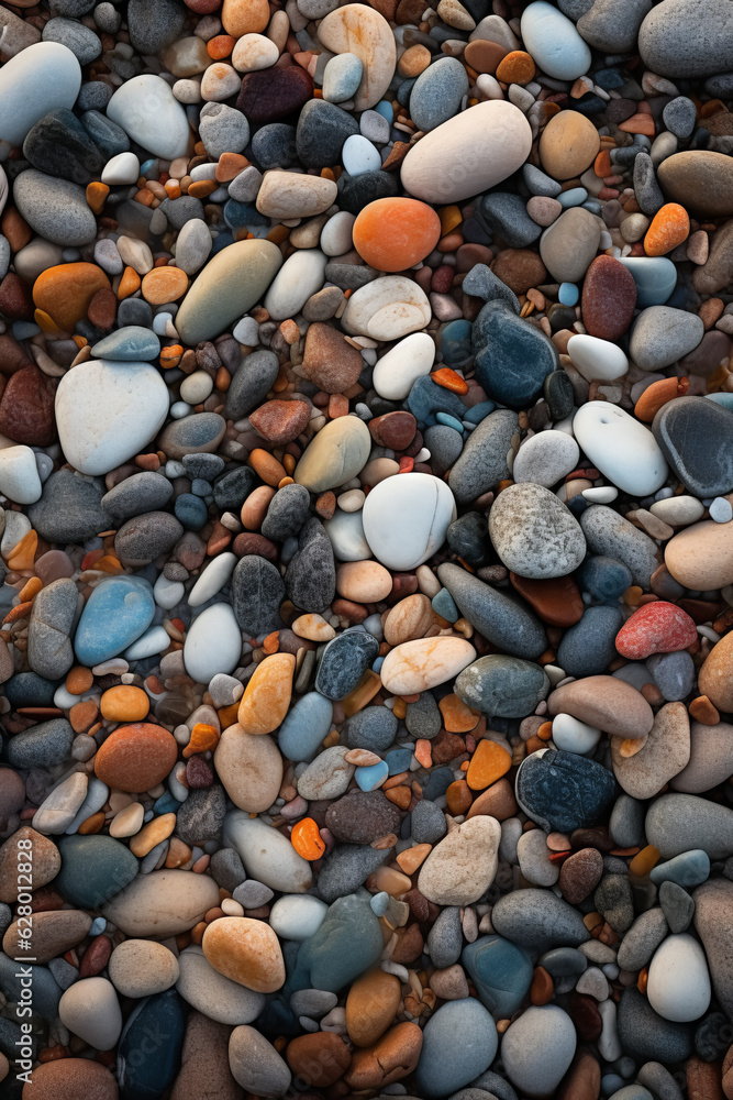 Background, texture of multicolored sea pebbles. Generated by Ai Background, texture of multicolored sea pebbles. Generated by Ai