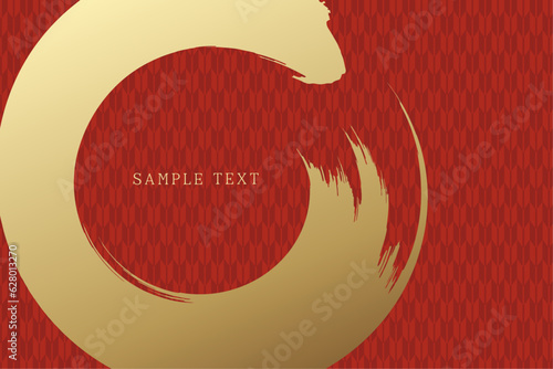 筆で描いた金色の円の和風背景素材