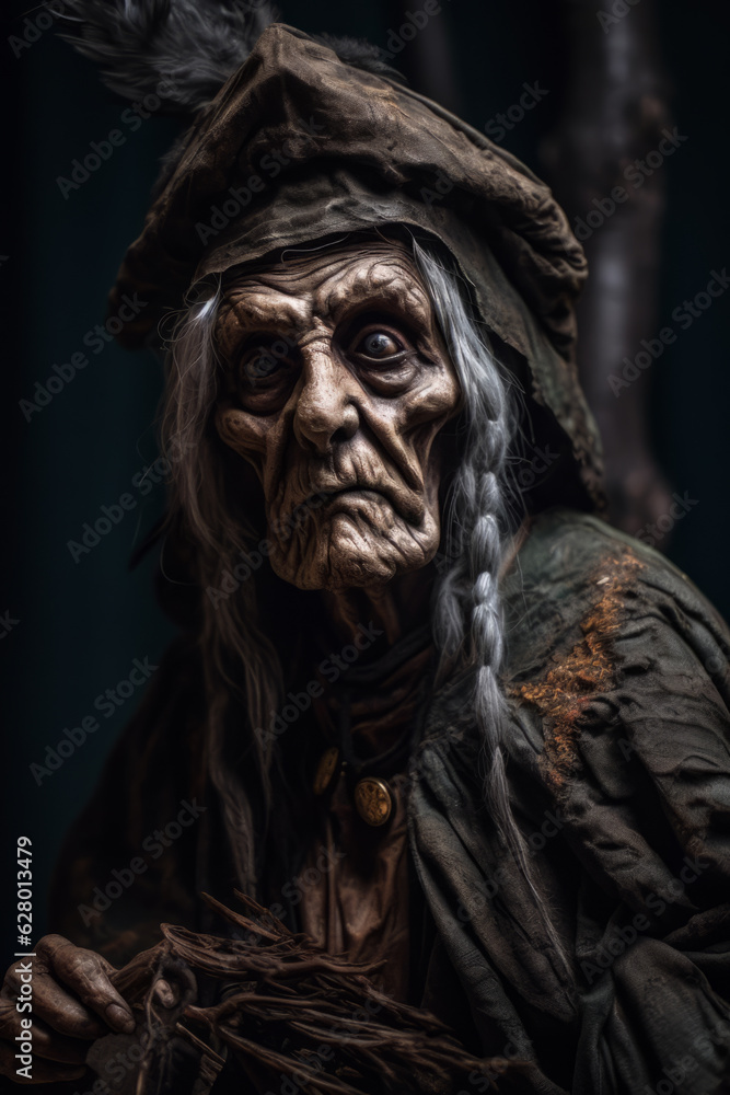 Portrait of an old witch. Generated by Ai