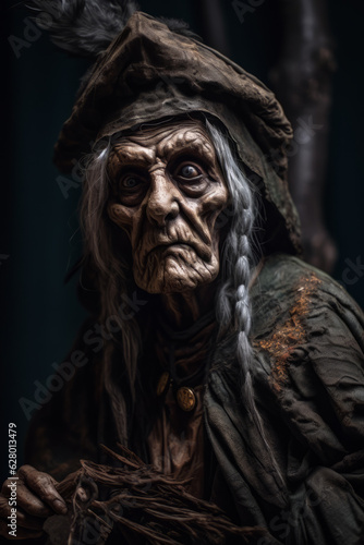 Portrait of an old witch. Generated by Ai