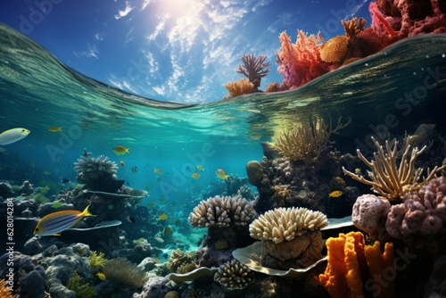 Wallpaper Mural Stunning Coral Reef With Colorful Marine Life, Generative AI Torontodigital.ca