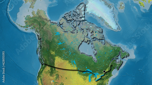 Shape of Canada. Bevelled. Topographic.