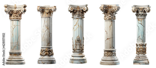 Antique Column set on white background. 