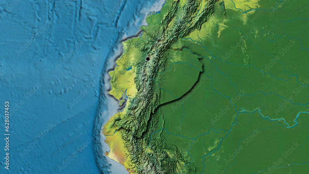 Shape of Ecuador. Bevelled. Topographic.