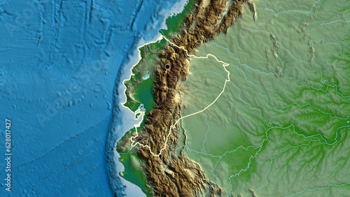 Shape of Ecuador. Outlined. Physical.