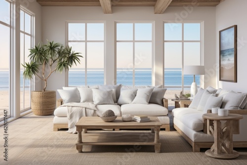 Coastal Inspired Living Room  Generative AI