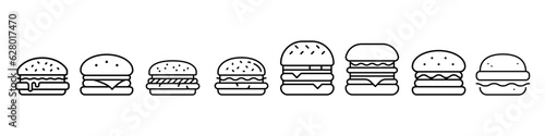 Burger icon vector set. fast food illustration sign collection. food symbol.