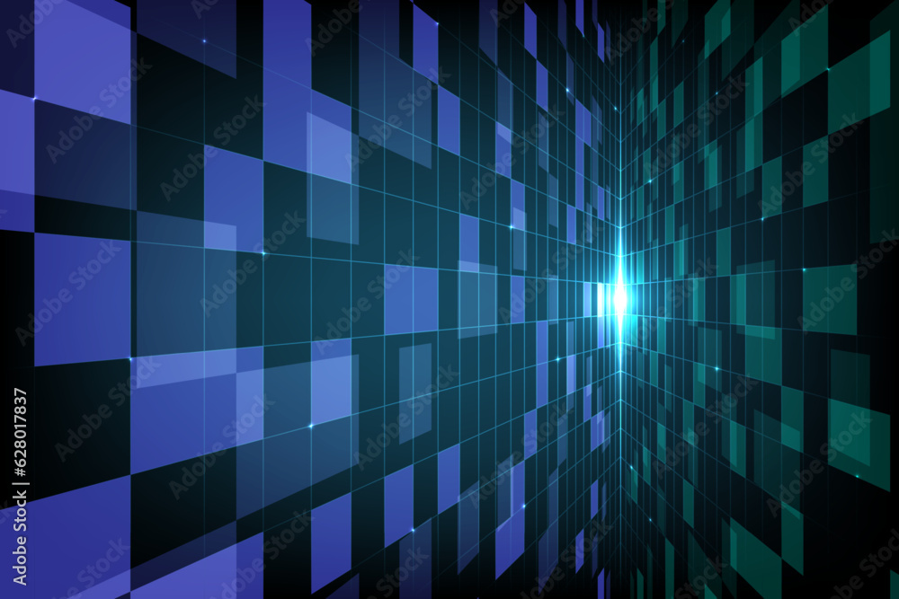 digital square wall perspective technology with light beam. abstract background digital square wall perspective technology with light beam. abstract background