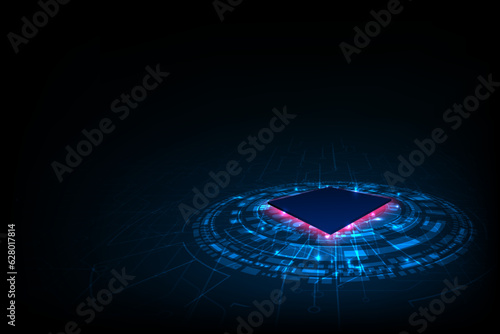 CPU microchip processor. futuristic digital chip computer