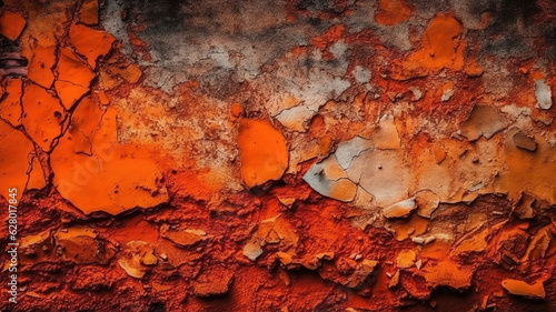 Red orange grunge background and Toned concrete texture. Generative Ai