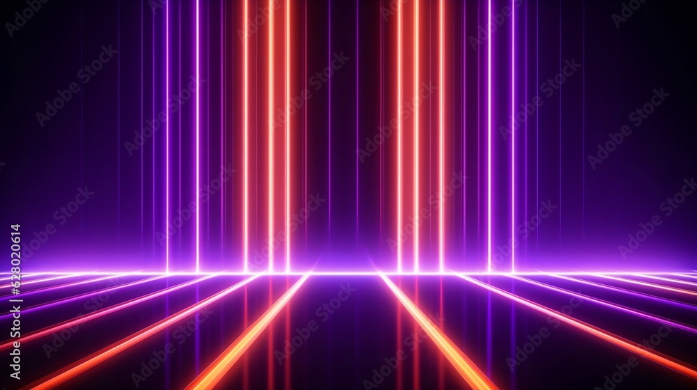 Generative AI : Glowing Orange and Bright Purple neon lines abstract technology background. Futuristic glowing vector design Generative AI : Glowing Orange and Bright Purple neon lines abstract technology background. Futuristic glowing vector design