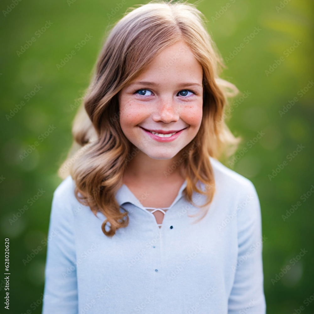 portrait of a young woman with freckles smiling in nature portrait of a young woman with freckles smiling in nature