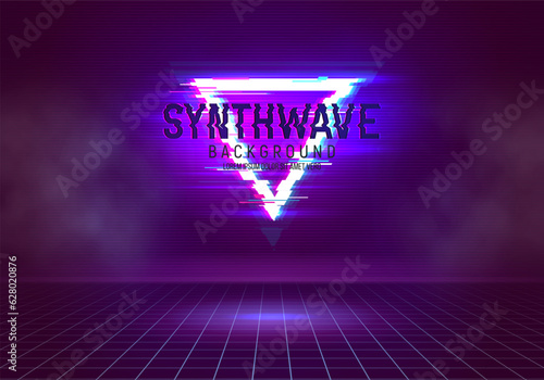 Retro abstract background. Futuristic landscape. Vector illustration.