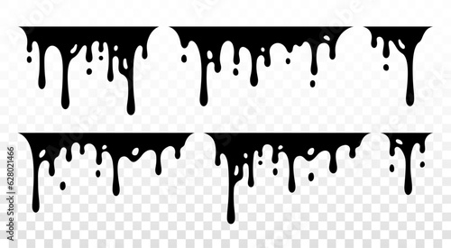 Paint dripping. Dripping liquid. Paint flows. Current paint, stains. Current drops. Current inks. Vector illustration. Flowing liquid. Stencil drops. Paint splatter. Molten. Chocolate drops. Oil drop