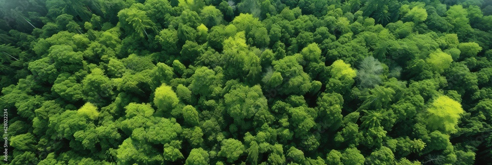 Dense forest photo realistic illustration - Generative AI.