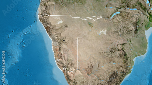 Shape of Namibia. Outlined. Satellite.