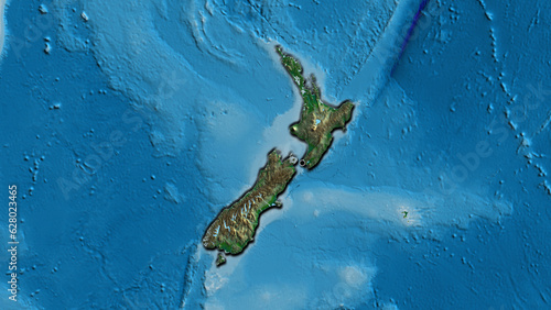 Shape of New Zealand. Bevelled. Physical.