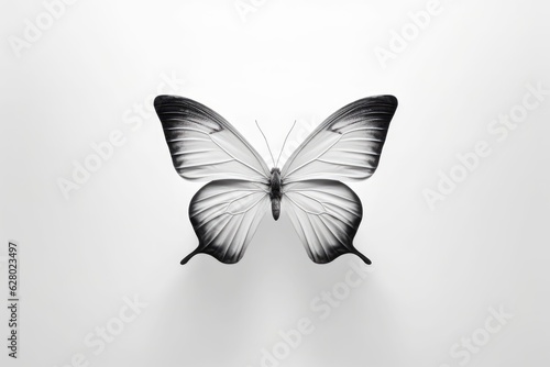 Illustration of a black and white butterfly created using generative AI techniques, created with Generative AI technology