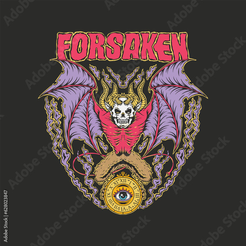 Forsaken tee graphic vector.
