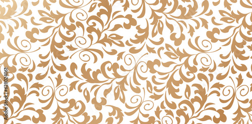 Fotobehang Vector illustration Florals ornament golden color Seamlessly pattern in the styl
