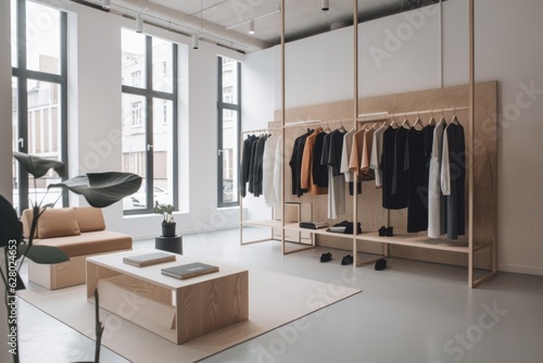 modern and minimalist store with ethical fashion brands in the background © Natalia