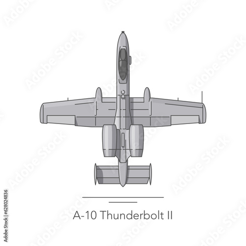 A-10 Thunderbolt II outline colorful icon. Isolated plane on white background. Vector illustration
