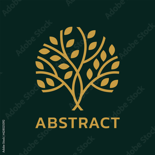 Tree logo or icon. Modern eco, organic, nature symbol. Abstract plant, tree of life emblem design. Vector illustration.