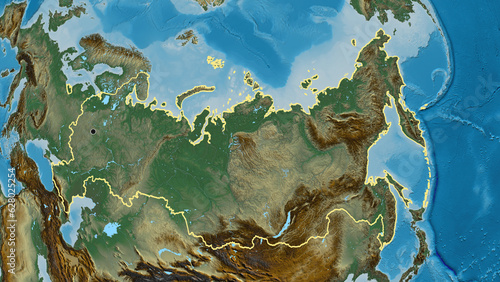 Photography Shape of Russia. Outlined. Relief.