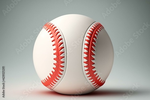 Mock-up baseball with white surface and red seam slightly turned. Generative AI