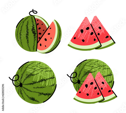 fruits, icons set, many different fruit illustrations, simple illustration in abstract flat outline drawing style, healthy food