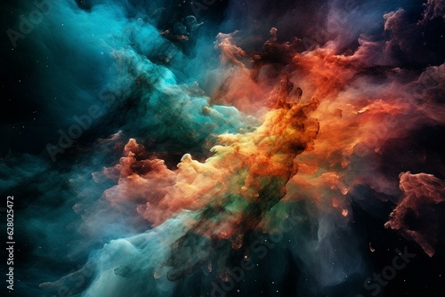 Star birth amid colorful nebulas. Generative AI © Stevie