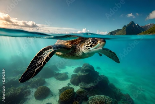 sea turtle in the sea