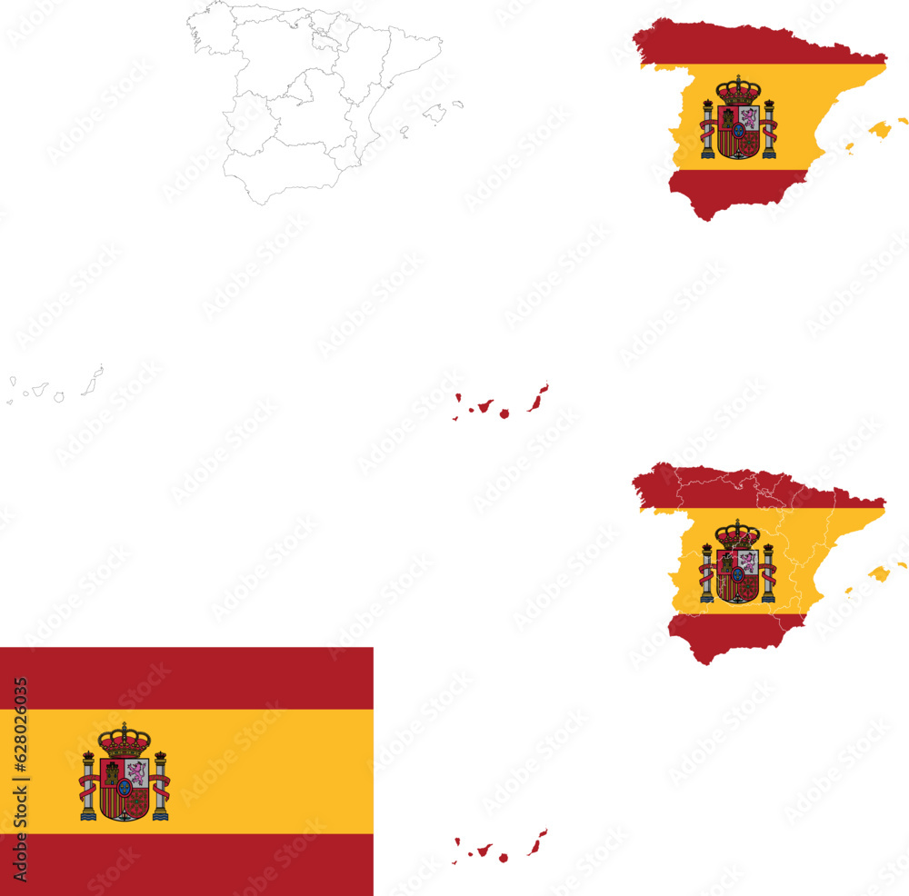 Fototapeta premium Spanish Treasures: Vector Flags and Maps Collection