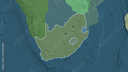Shape of South Africa. Outlined. Administrative.