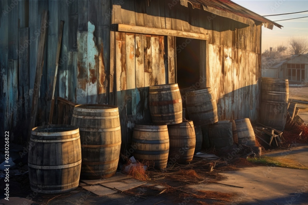 sunlight casting shadows on weathered barrels sunlight casting shadows on weathered barrels