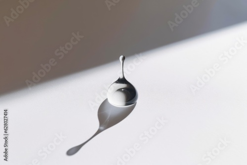 eye drop droplet casting a shadow on a white surface