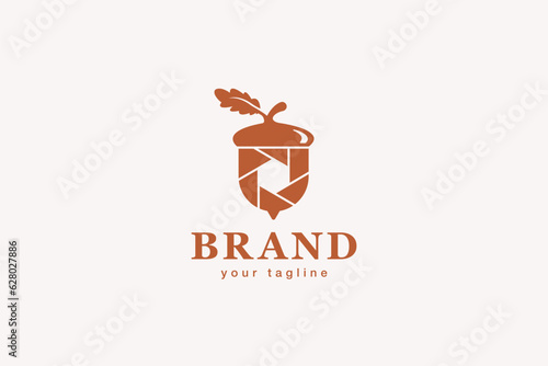Acorn Camera Shutter Logo Design - Photography 
 Logo Design Template
