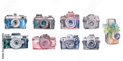 Watercolor Vintage Camera clipart for graphic resources