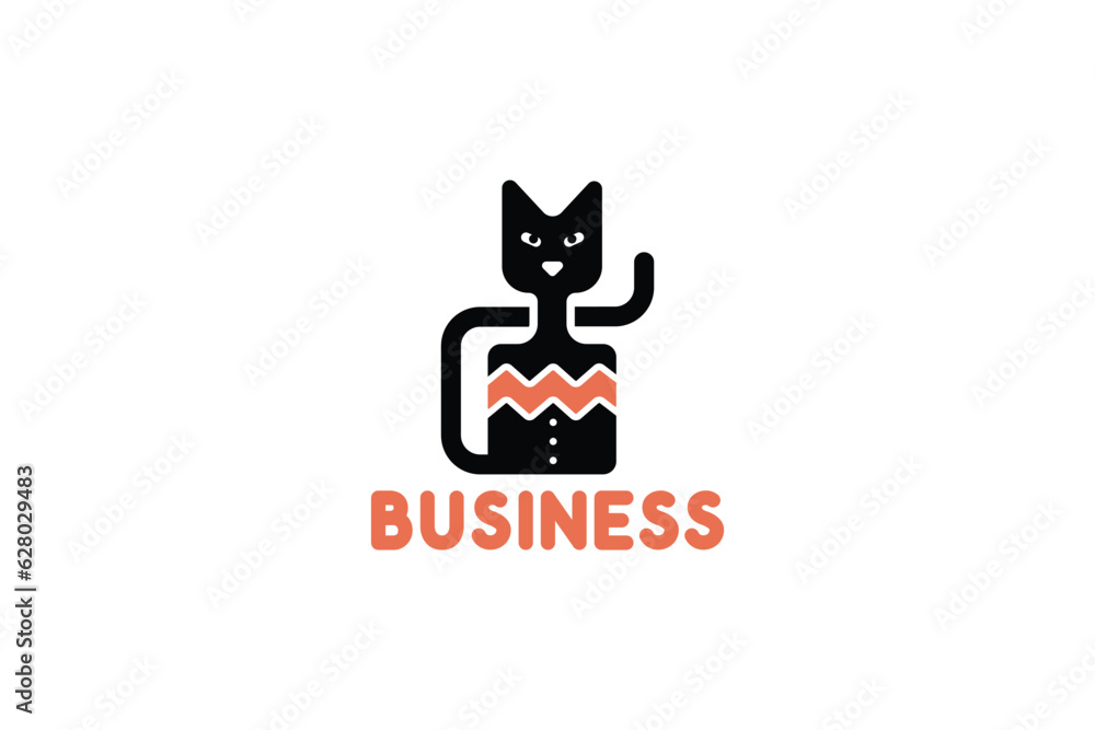 Fototapeta premium Logo Design of a cat shaped like a - Cat Logo Design Template