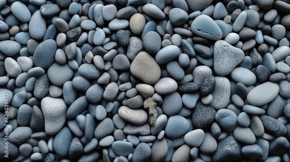 Gray blue pebbles texture. Wet small stones background for design. Generative Ai Gray blue pebbles texture. Wet small stones background for design. Generative Ai