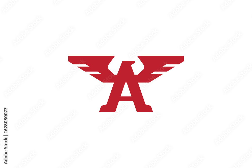Logo Design of an Eagle or Hawk shaped like the letter A - Bird Logo Design Template Logo Design of an Eagle or Hawk shaped like the letter A - Bird Logo Design Template