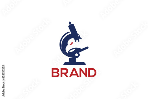 Logo Design of an Eagle or Hawk inside the negative space of a microscope - Bird Logo Design Template